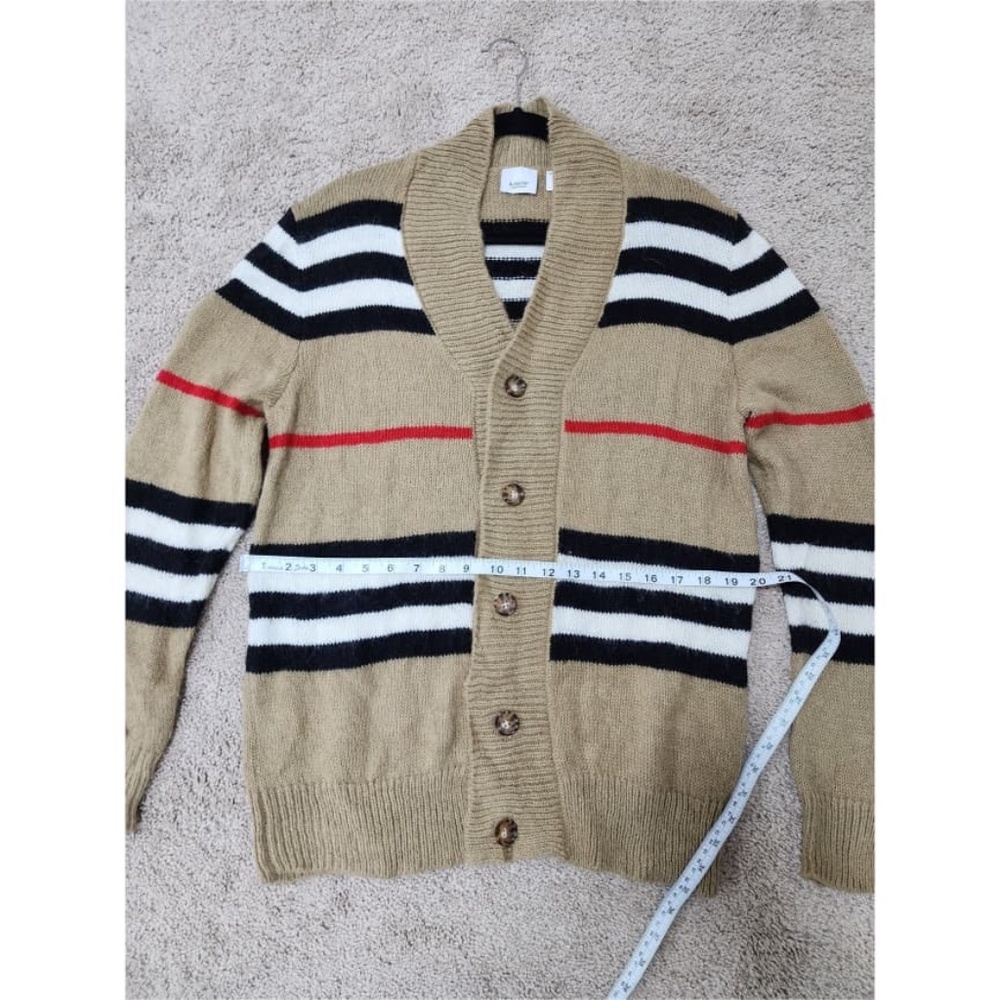 Authentic Burberry Women's Striped V-Neck Button Cardigan Mohair Blend - Picture 7 of 12